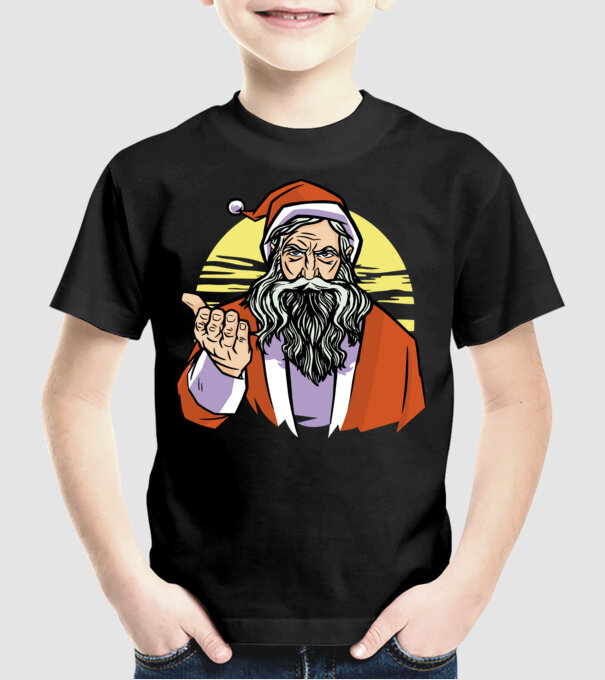 Moș Crăciun model negru pe tricou