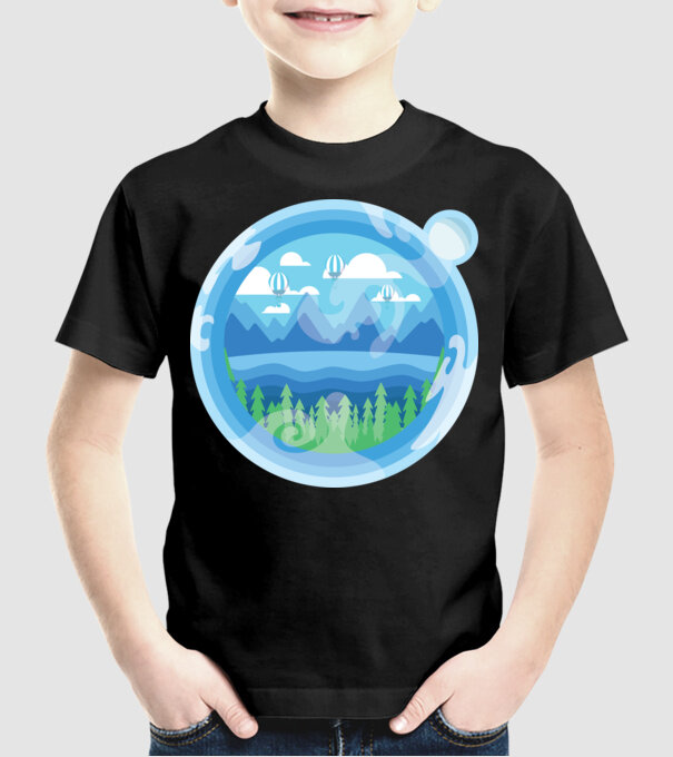 Natură model negru pe tricou