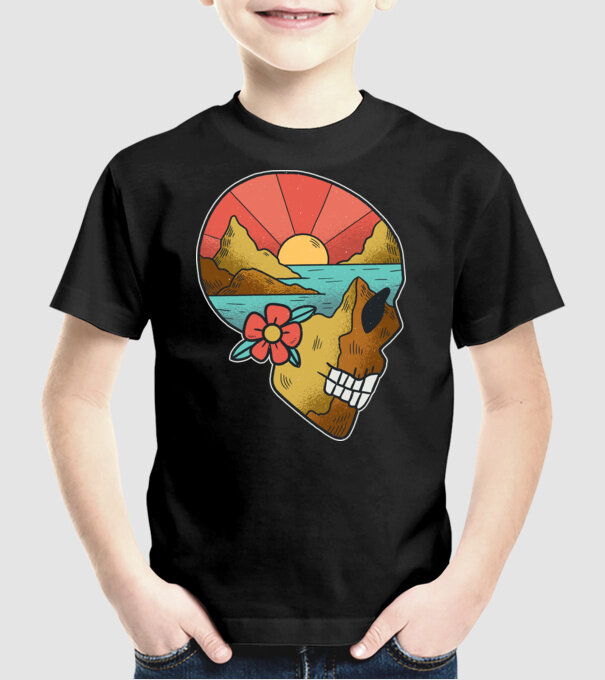 Natură Craniu model negru pe tricou