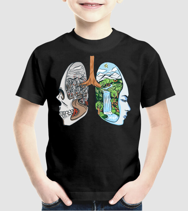 Natură Plămâni imagine model negru pe tricou