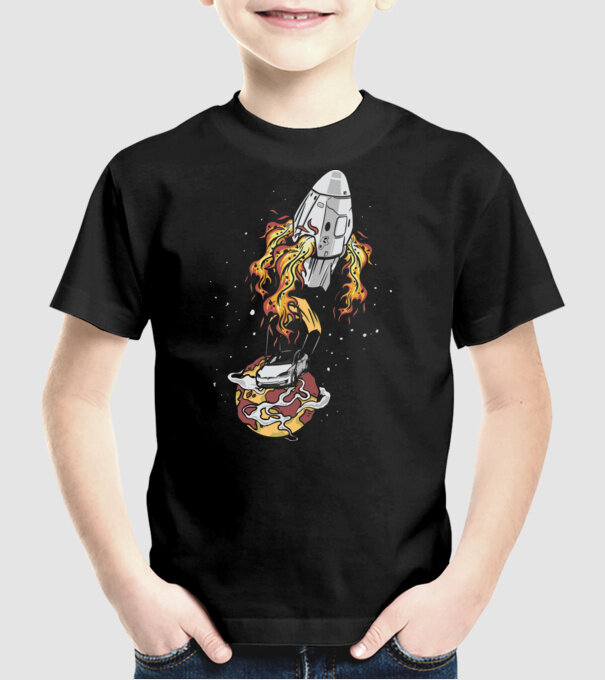 Tesla în spațiu model negru pe tricou