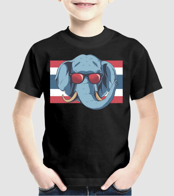 Thailanda Elefant tricou model negru pe tricou