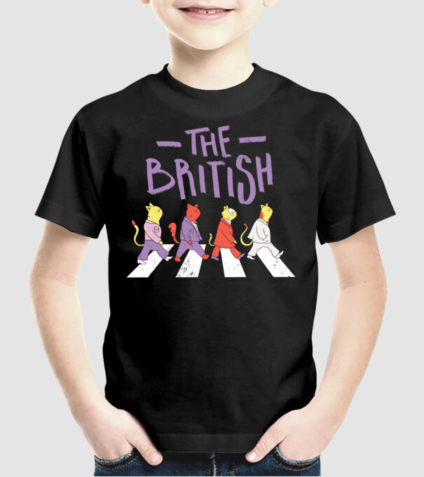 The British Pisicuțe model negru pe tricou