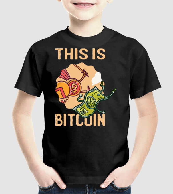 This is Bitcoin model negru pe tricou