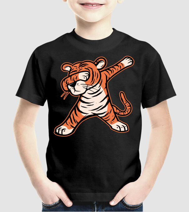 Tigru DAB model negru pe tricou