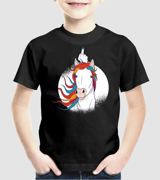 Unicorn Fuck Off model negru pe tricou