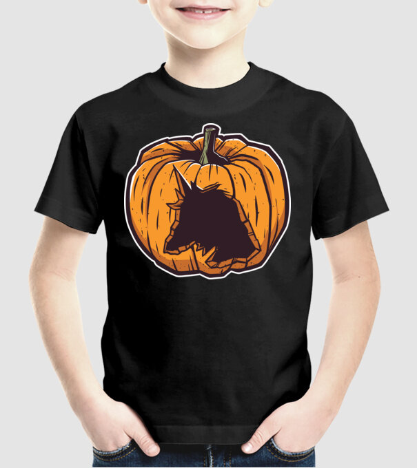 Dovleac de Halloween Unicorn model negru pe tricou