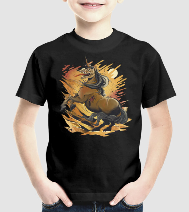Unicorn Zombie model negru pe tricou