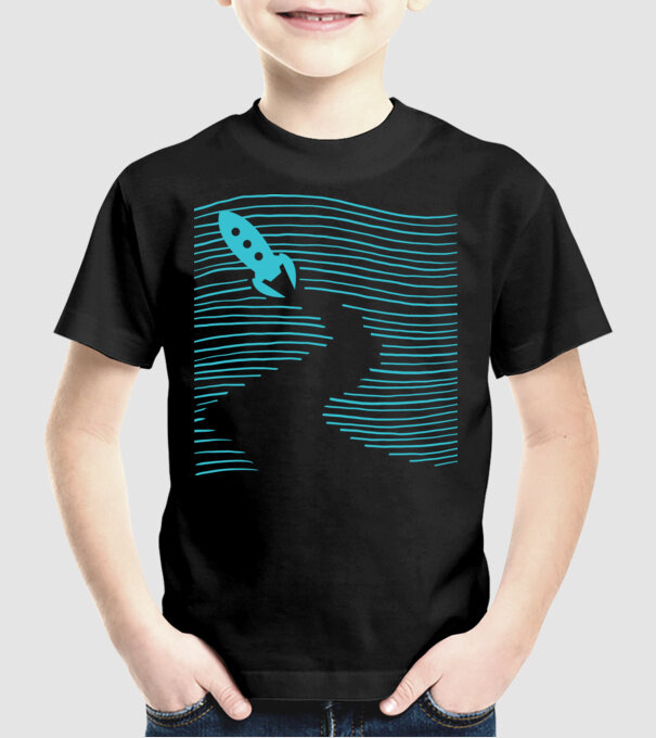 Navă spațială model negru pe tricou