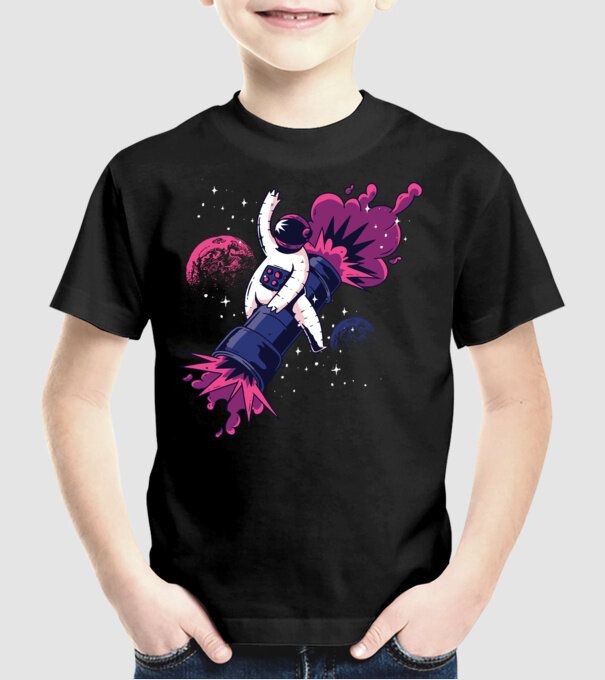 Astronaut Bazooka Rodeo model negru pe tricou