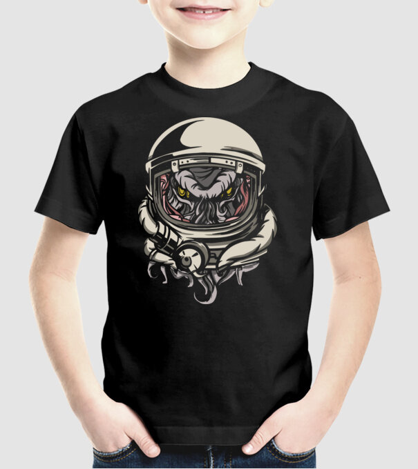 Cthulhu Astronaut model negru pe tricou
