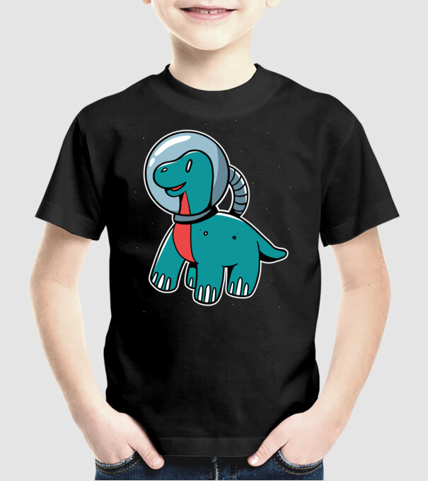 Dinozaur Astronaut model negru pe tricou