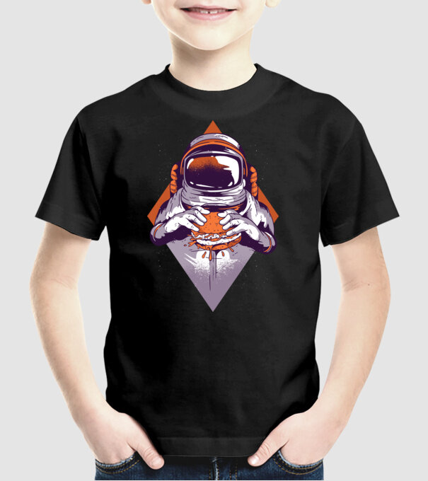 Hamburger Astronaut model negru pe tricou