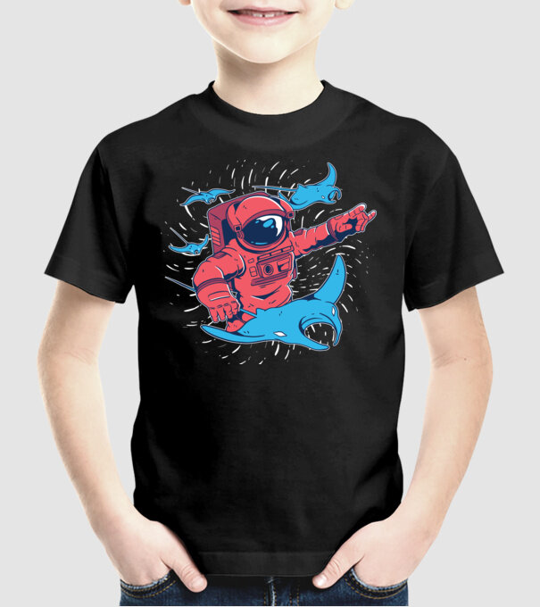 Diavol de mare gigant Astronaut model negru pe tricou