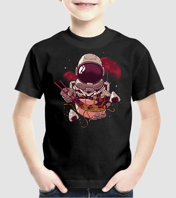 Astronaut Ramen model negru pe tricou