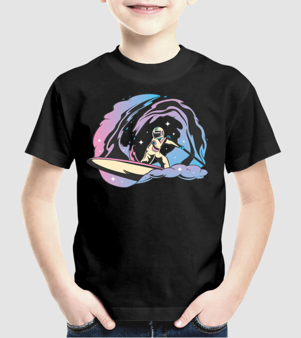 Surf Astronaut model negru pe tricou