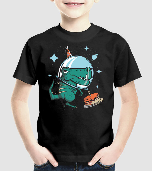 Astronaut T-rex Ziua de naștere model negru pe tricou