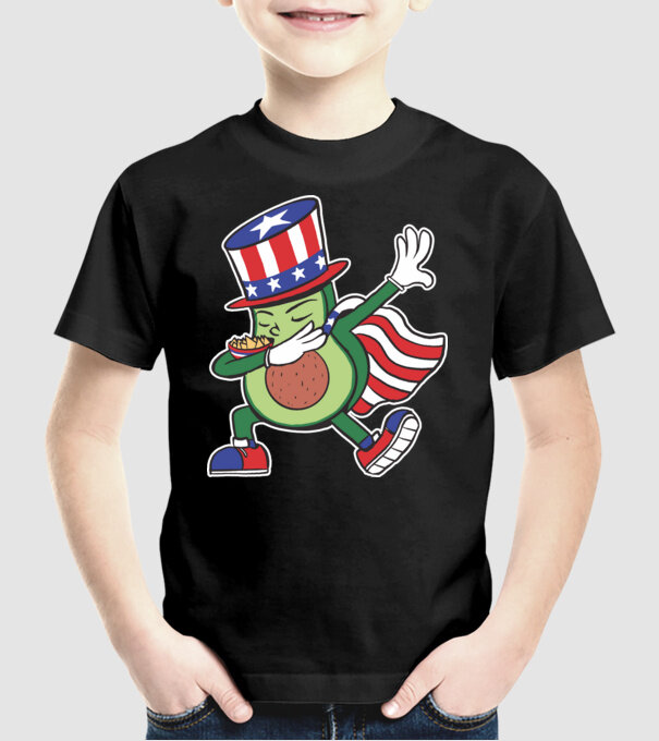SUA Avocado DAB model negru pe tricou