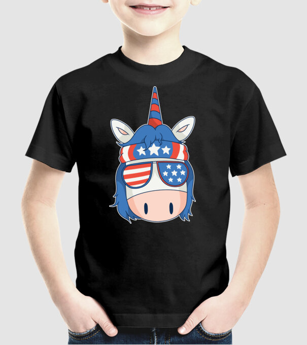 SUA unicorn model negru pe tricou