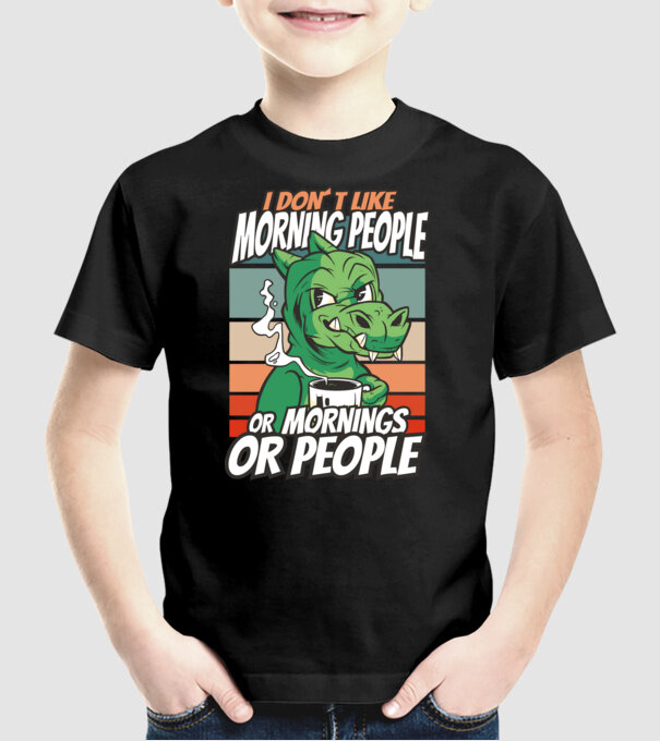 Urăsc diminețile și oamenii antisocial model negru pe tricou