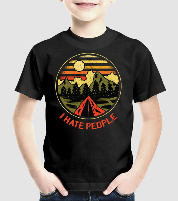 Urăsc oamenii tricou de camping model negru pe tricou