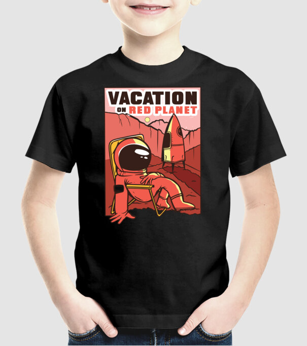 Vacanță pe Marte model negru pe tricou