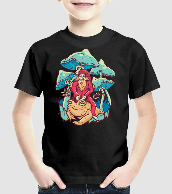Vrăjitor cu broască model negru pe tricou