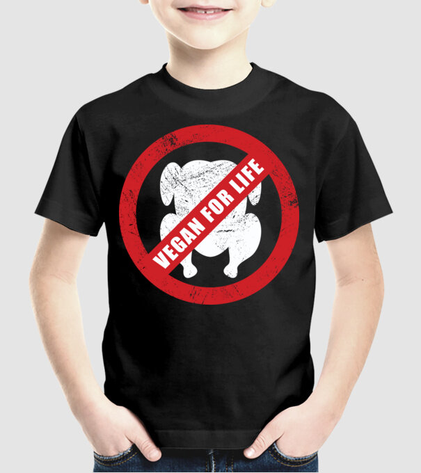 Vegan pe viață model negru pe tricou