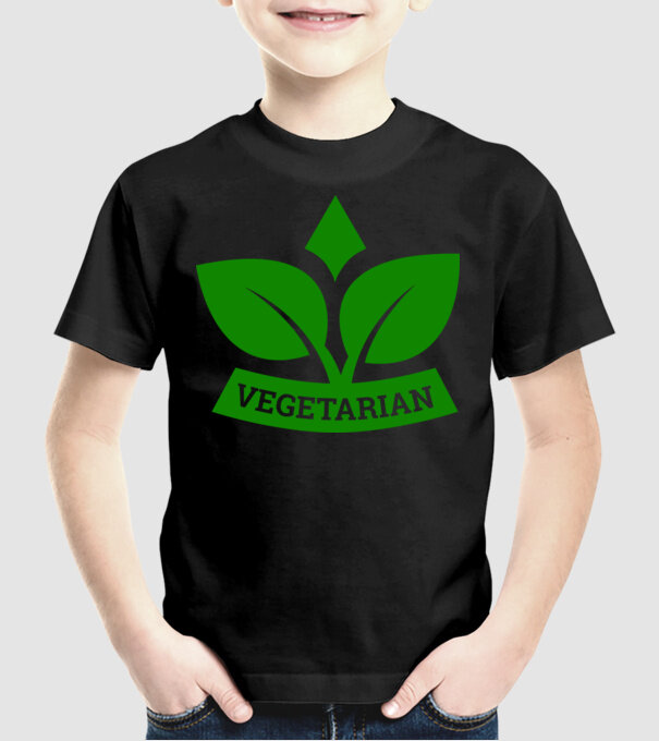 Vegetarian badge 1 model negru pe tricou