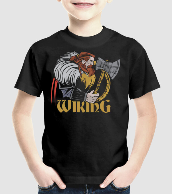 Viking model negru pe tricou