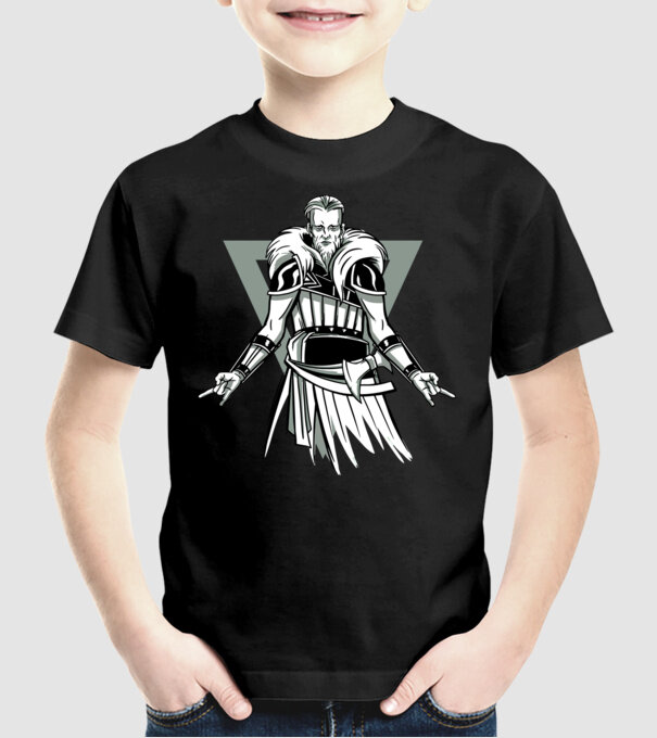 Războinic Viking model negru pe tricou