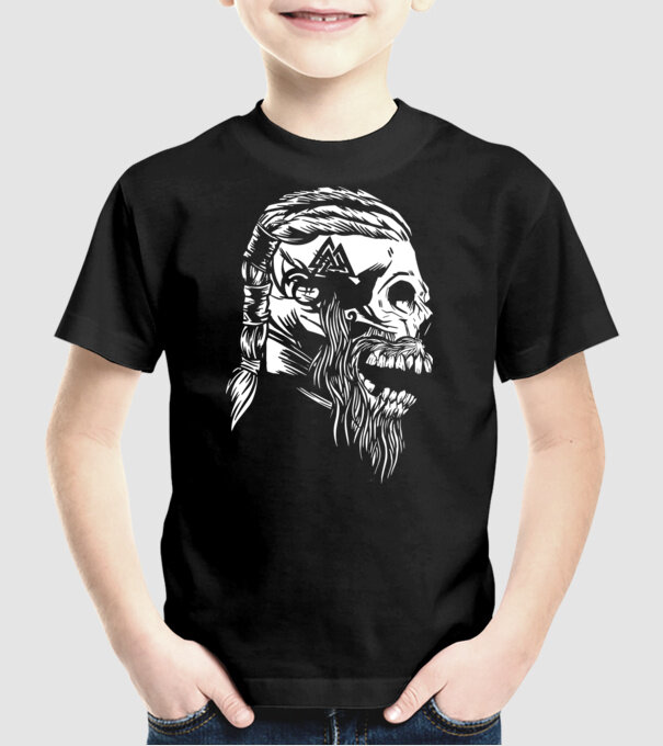 Craniu Viking model negru pe tricou