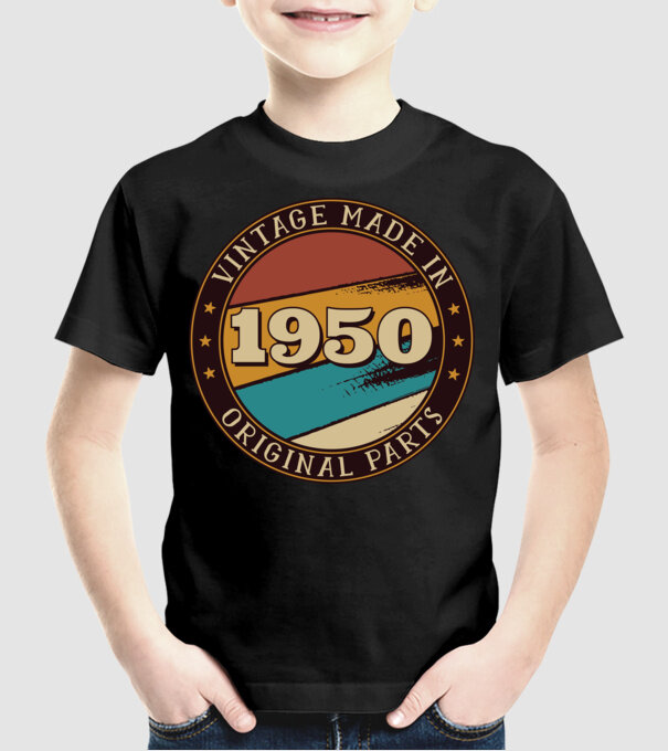 Vintage Made in 1950 Original Parts Retro Birthday model negru pe tricou