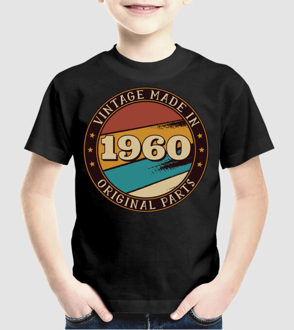 Vintage Made in 1960 Original Parts Retro Birthday model negru pe tricou