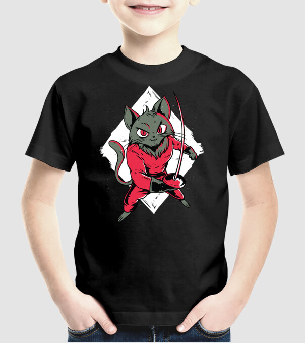 Pisică Scrimă model negru pe tricou