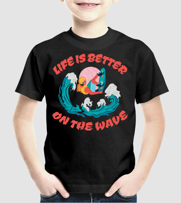 Wakeboard - Life is better on the wave model negru pe tricou