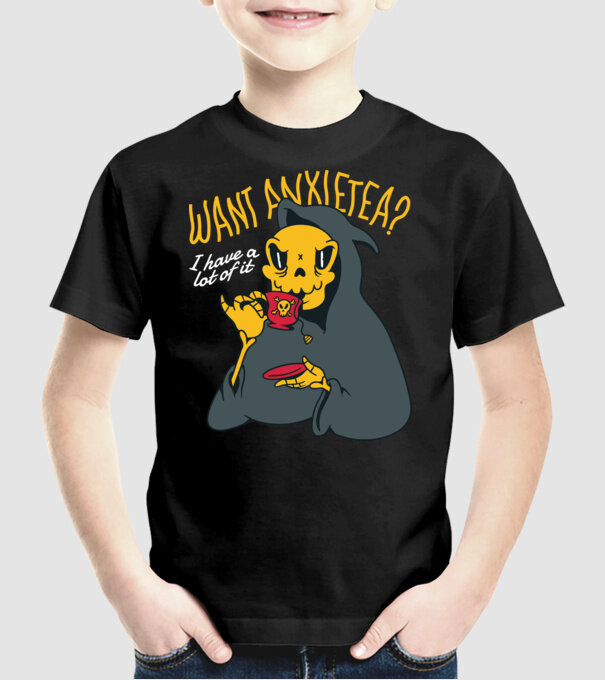 Want Anxietea? model negru pe tricou