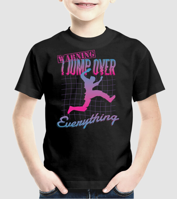 Warning I Jump over everything Parkour model negru pe tricou
