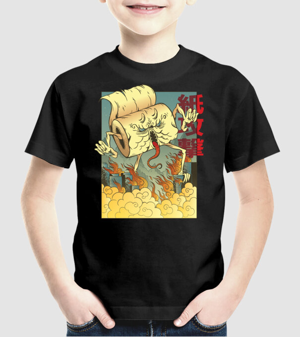 Monstru hârtie igienică model negru pe tricou