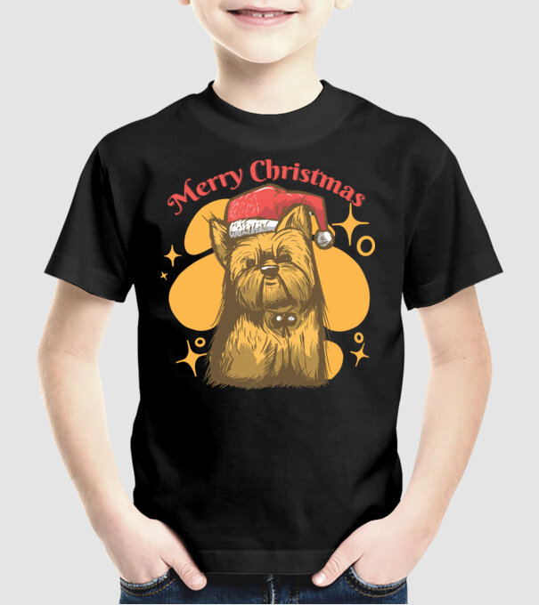 Crăciun Yorkie model negru pe tricou