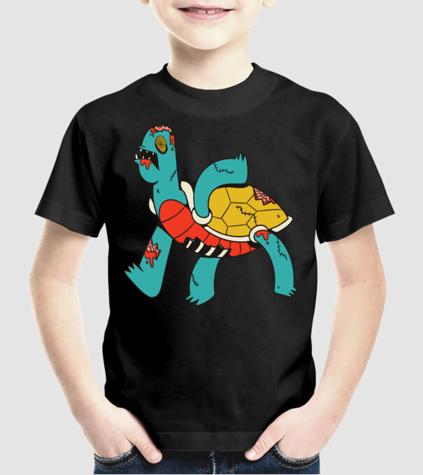 Broască țestoasă Zombie model negru pe tricou