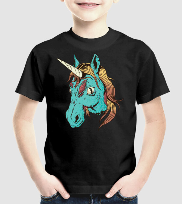 Unicorn Zombie model negru pe tricou