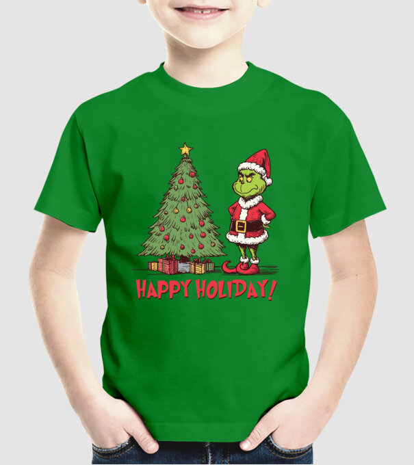 Happy Holiday Grinch model verde pe tricou