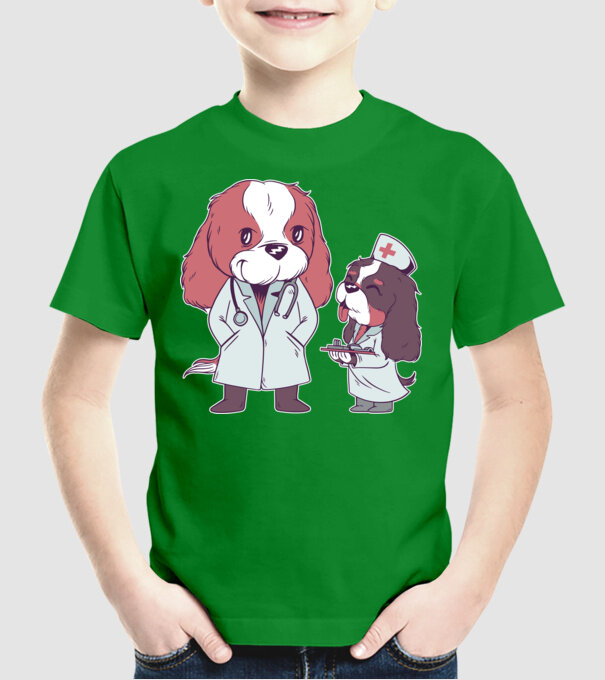 Veterinar câini model verde pe tricou