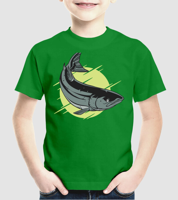 Atlantic Salmon - Somon de Marea Baltică model verde pe tricou