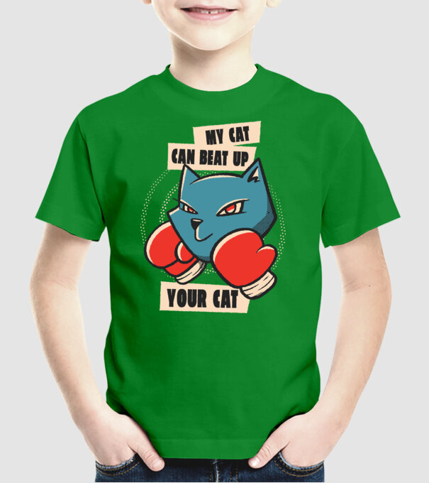 Pisicuța mea bate pisicuța ta model verde pe tricou