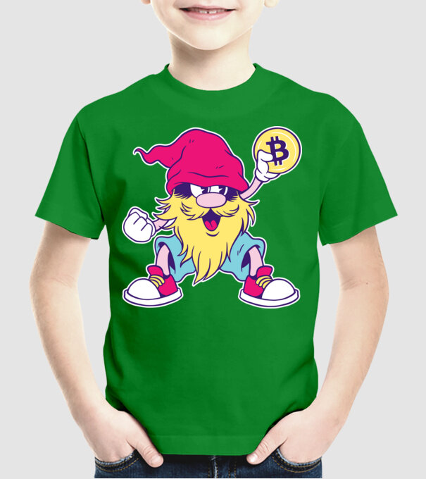 Pitic Bitcoin model verde pe tricou