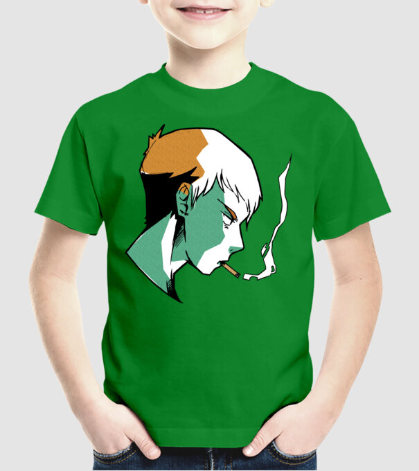Anime băiat fumător model verde pe tricou