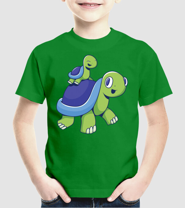 Familie țestoase drăguțe model verde pe tricou