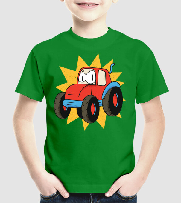 Tractor drăguț pentru copii model verde pe tricou